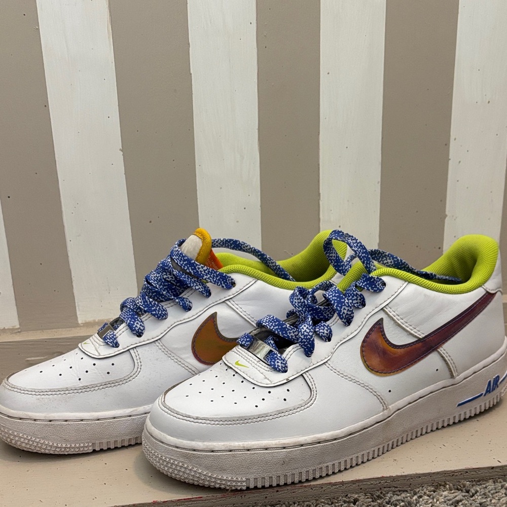 Nike Kids Sneakers White with Blue and Orange Accents